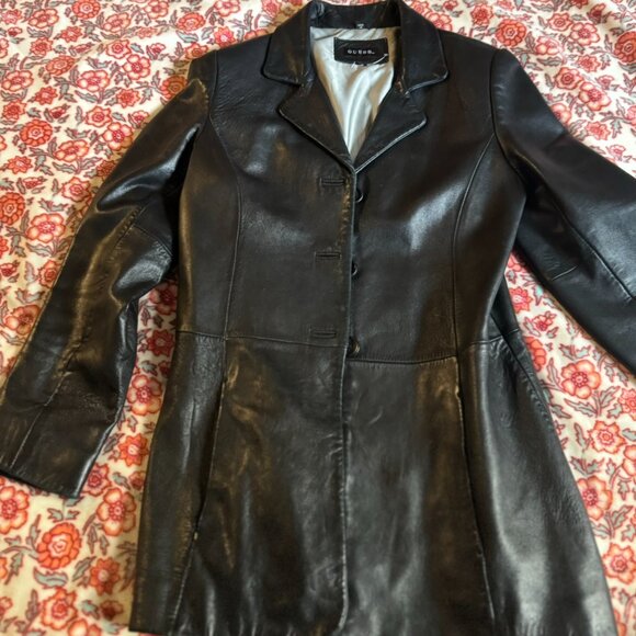 Black genuine leather Guess jacket / blazer - women's size small